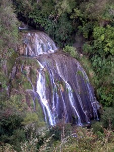 The three-tiered Tangoio Falls.