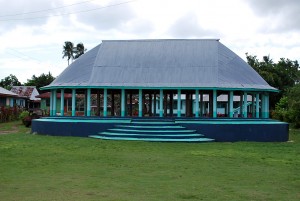 Modern construction has the fale with a metal roof rather than thatching.